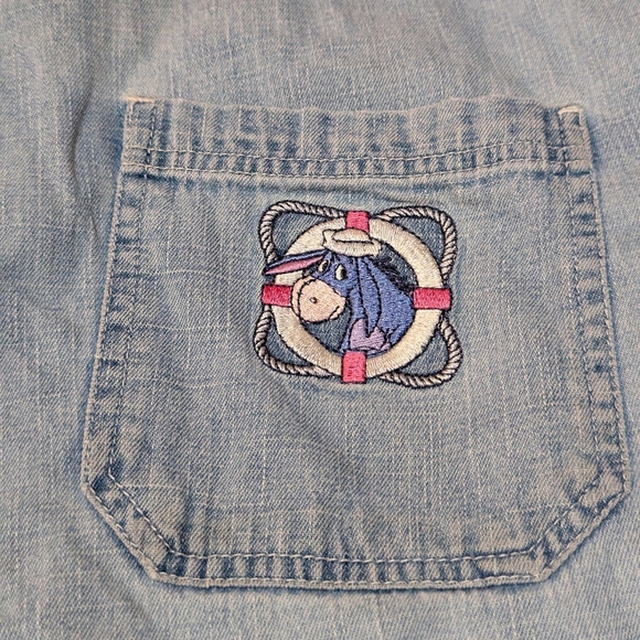 Vintage Disney Eeyore Overalls Shortalls L Anchors Away 90s Embroidered Retro - Picture 11 of 13